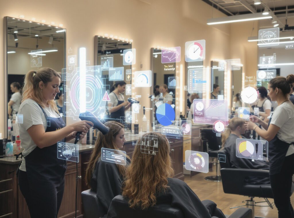Professional stylists using reliable refurbished hair dryers in busy salon environment