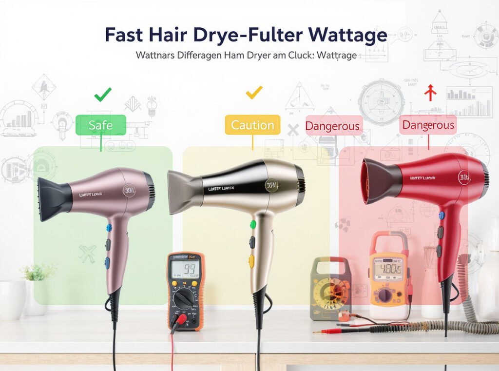 Hair dryer wattage chart 15 amp circuit safe power consumption guide