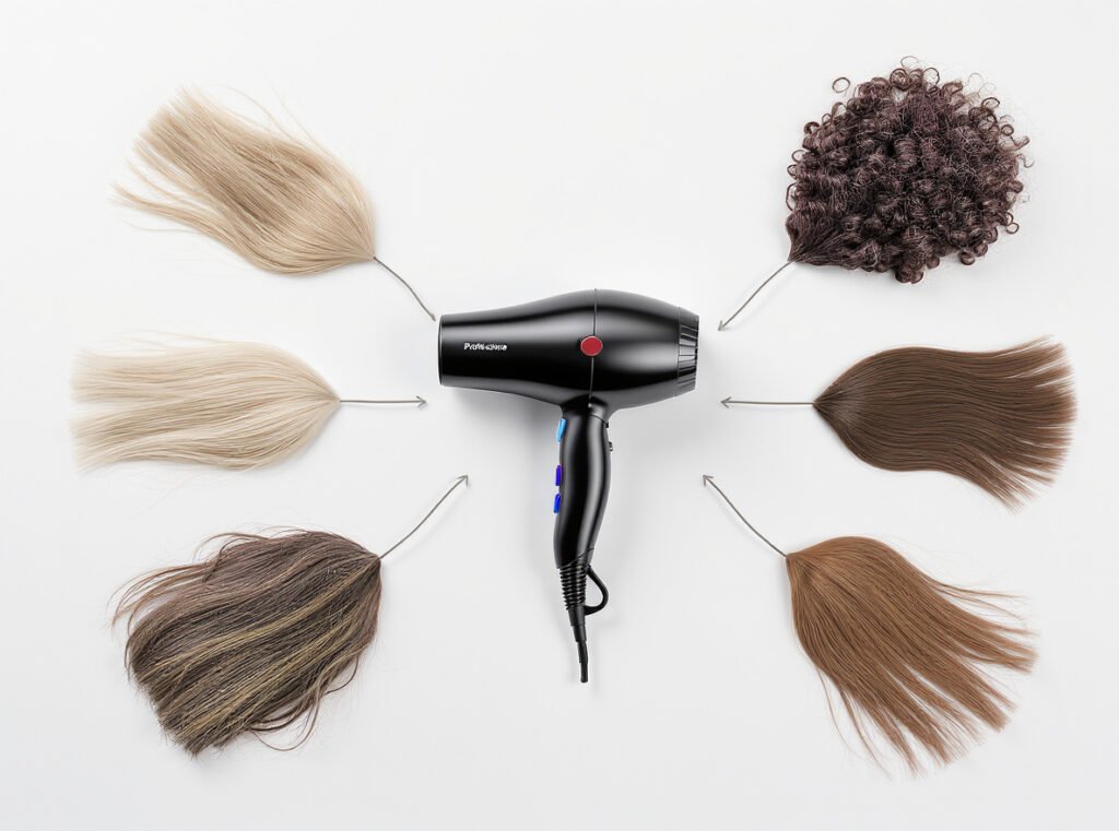 Hair texture types and corresponding hair dryer feature requirements