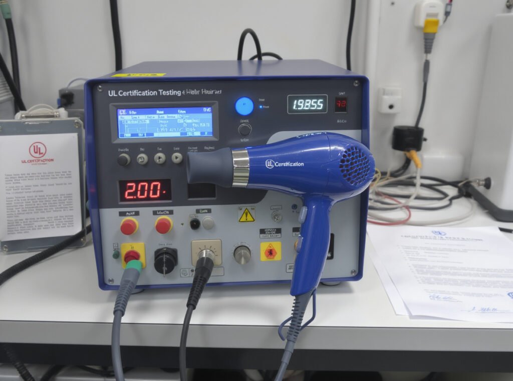UL 859 safety testing for hair dryer internal wiring and electrical components
