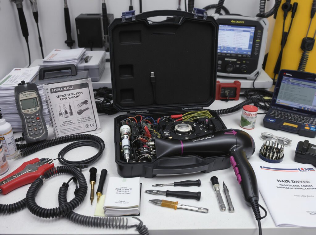 Professional hair dryer maintenance, durability testing, and service considerations