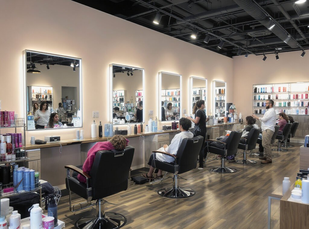 Successful beauty salon with professional hair dryers showing long-term business benefits for retailers