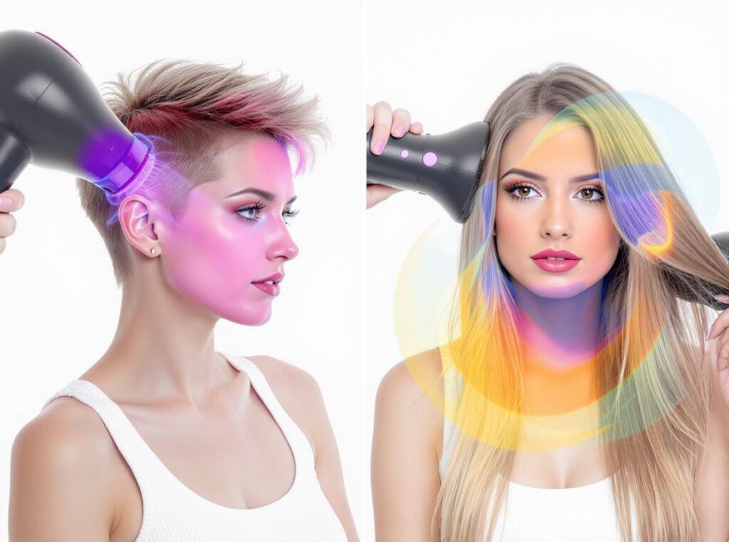 Comparison of drying time for short hair versus long hair