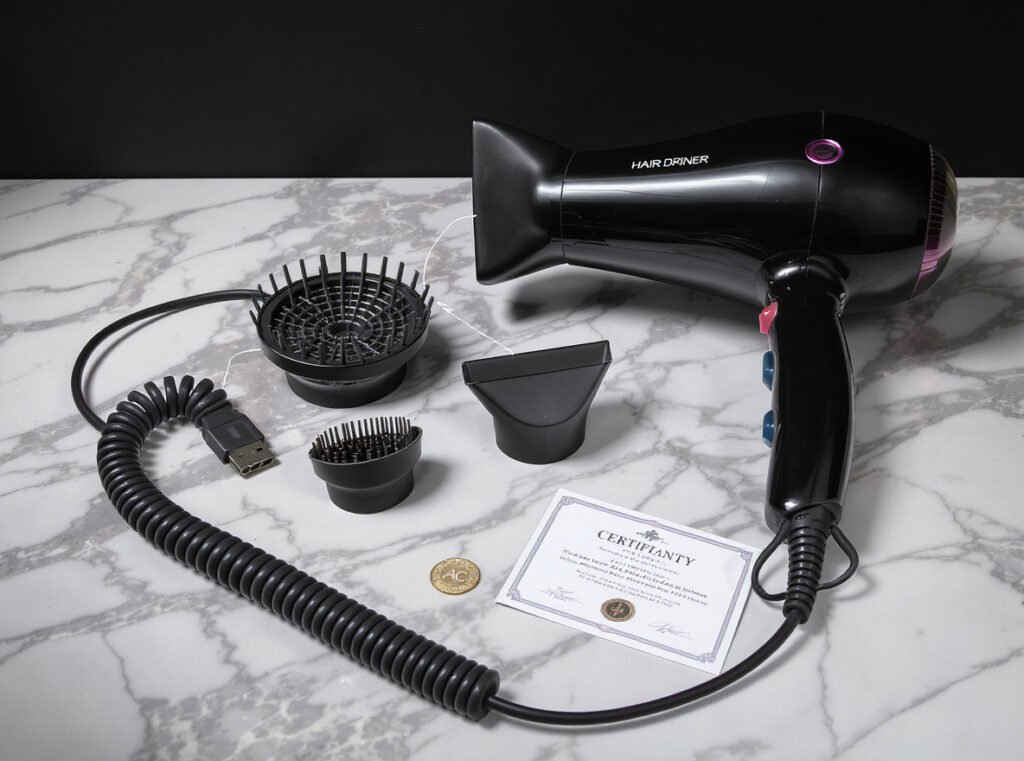 Professional salon hair dryer with removable filter and warranty
