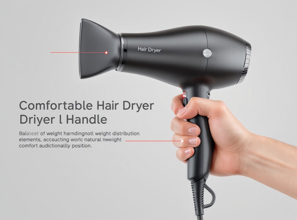 Lightweight ergonomic hair dryer under 1.5 pounds for comfortable extension styling